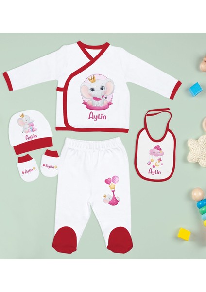 Kids Kişiye Özel Kırmızı Hastane Çıkışı, Anneye Hediye, Isimli Bez Çanta, Yeni Doğan Bebek Giyim Hediyesi, 8 Parça Bebek Hediye Seti-2 fiyatları