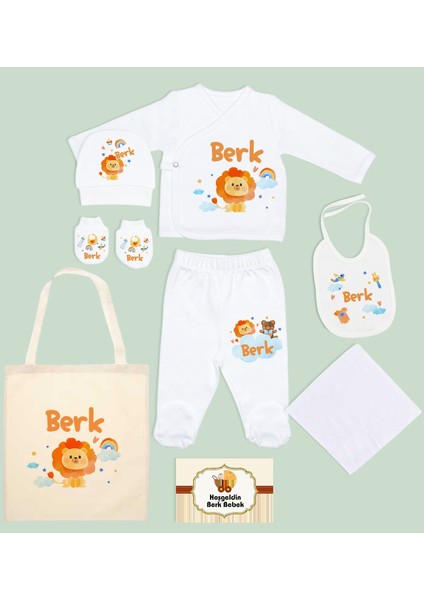 Kids Kişiye Özel Beyaz Hastane Çıkışı, Anneye Hediye, Isimli Bez Çanta, Yeni Doğan Bebek Giyim Hediyesi, 8 Parça Bebek Hediye Seti-4