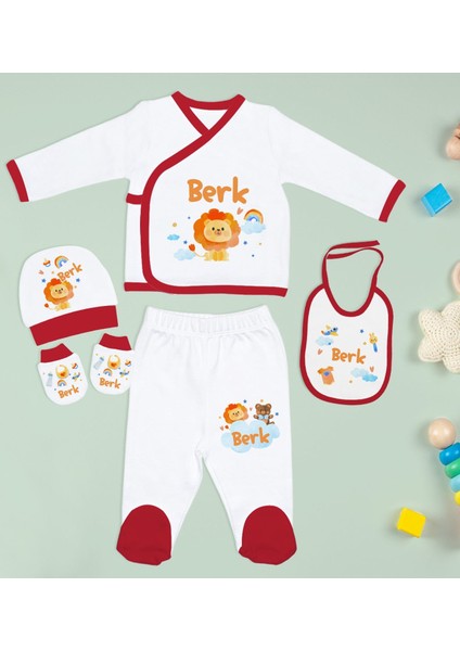 Kids Kişiye Özel Kırmızı Hastane Çıkışı,bebek Anı Kartı,yeni Doğan Bebek Giyim Hediyesi,9 Parça Bebek Hediye Seti-4