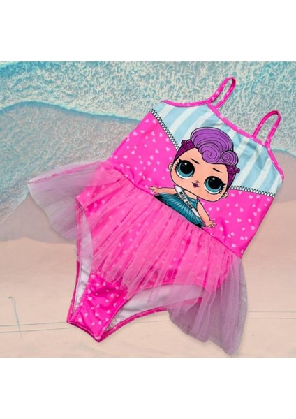 Kız Çocuk Balerin Tütülü Mayo Pembe Lol Punk