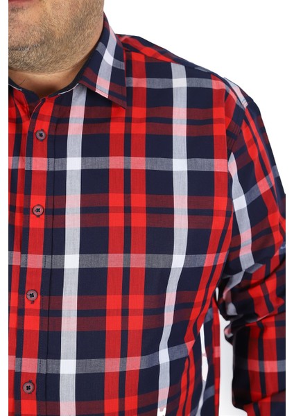 Mocgrande Büyük Beden Erkek Gömlek Colourful Square 23365 Bordo fiyatları