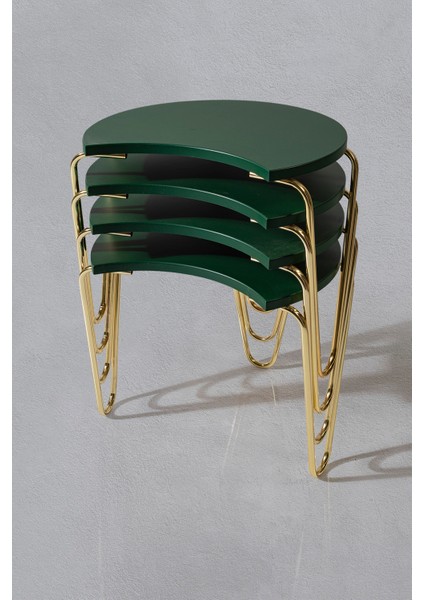 4 Lü Gold Dolunay Orta Sehpa - Zigon Sehpa