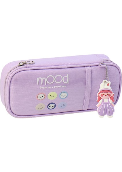 Anahtarlıklı Büyük Kapasiteli Kanvas Kalem Kutusu - Mor (Yurt Dışından)