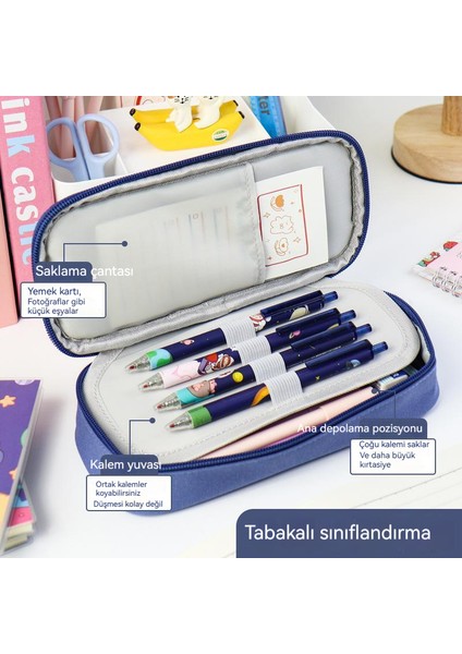 Anahtarlıklı Büyük Kapasiteli Kanvas Kalem Kutusu - Mor (Yurt Dışından) modelleri