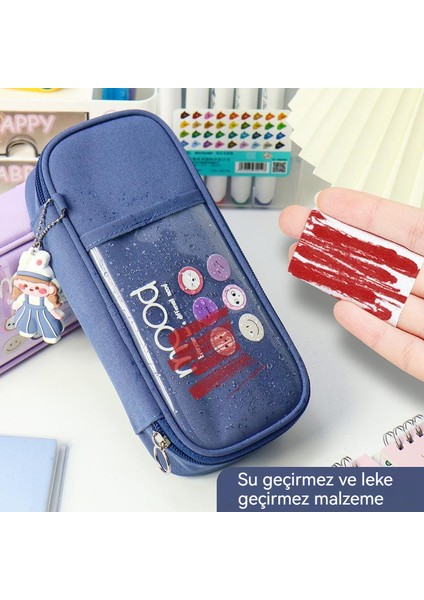 Anahtarlıklı Büyük Kapasiteli Kanvas Kalem Kutusu - Mor (Yurt Dışından) fırsatları