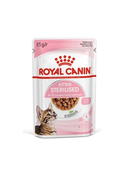 Kitten Sterilised Gravy Kısırlaştırılmış Yavru Kediler Için Yaş Mama 6 Aylıktan 12 Aylığa Kadar 85 gr "12 Adet x 85 g"