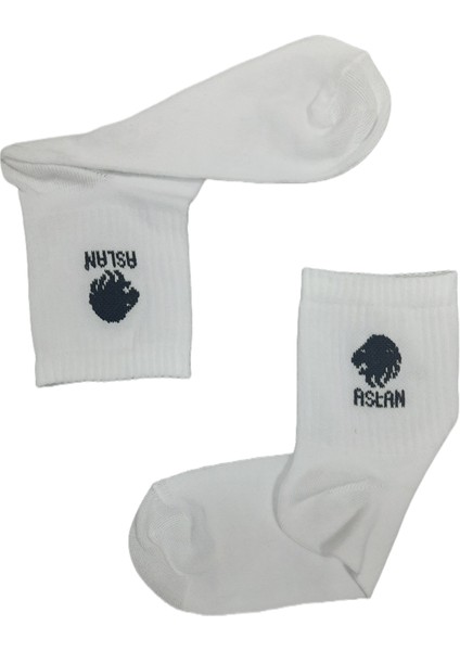 Beşiroğlu Grup Koç Burcu Tenis Gym Fitness Çorap Unisex Beyaz Astroloji Burç Desenli
