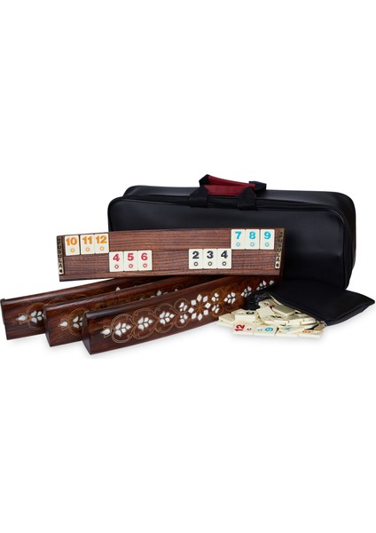 Beyaz Sedef Kakma Telkari Işlemeli Ahşap Oval Okey Takımı Elite Oyun Seti indirimleri