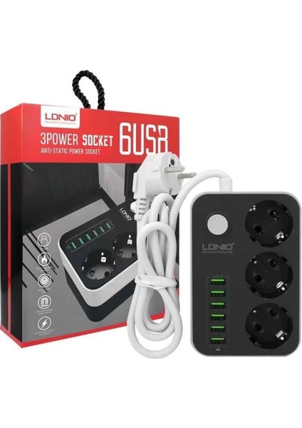 Ldnio Ldnıo SE3631 3 Priz + 6 USB Akım Korumalı Priz