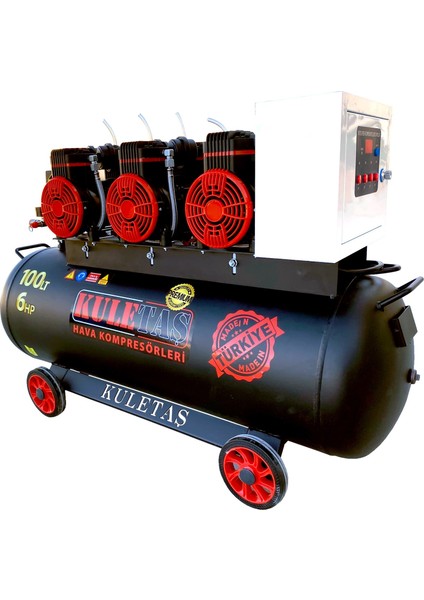 Premium 100 Litre Sessiz Yağsız Hava Kompresörü 6 Hp (Italyan Tasarım)