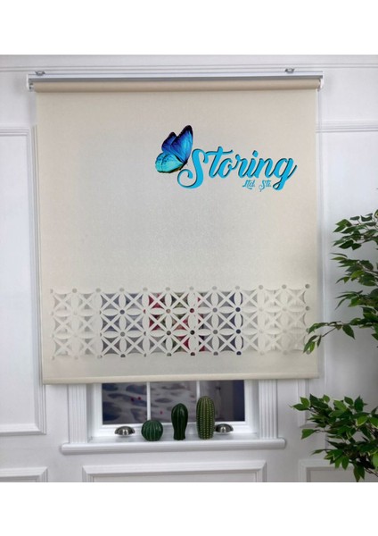 Lzr Model 01 Yeni Lazer Kesim Stor Perde Ekru