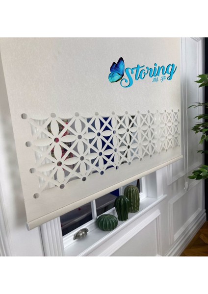 Lzr Model 01 Yeni Lazer Kesim Stor Perde Ekru modelleri