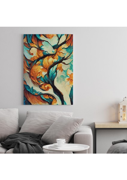 Soyut Sonbahar Sarı Yapraklar Dekoratif Dikey Kanvas Tablo indirimleri