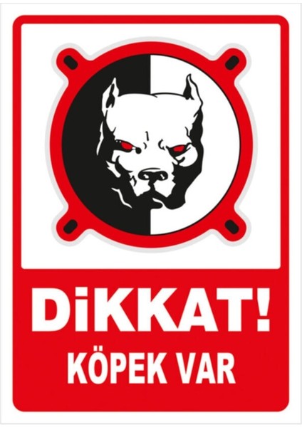 Dikkat Köpek Var Pıtbull Uyarı Levhası 15X21 cm Alüminyum