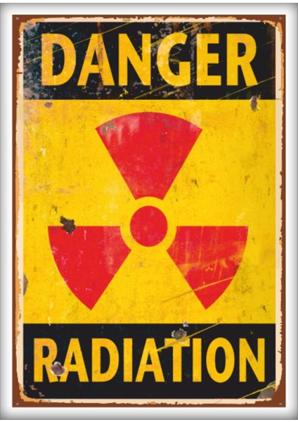 Retro Ahşap Levha " Danger Radıatıon" 25X35CM Mdf