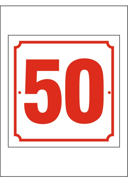 50 Numara Kapı Numarası 20X20 Cm, Bina, Apartman, Işyeri,villa Numarası Metal