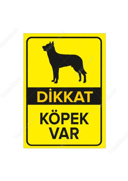 Sarı Dikkat Köpek Var Uyarı Levhası 25X35