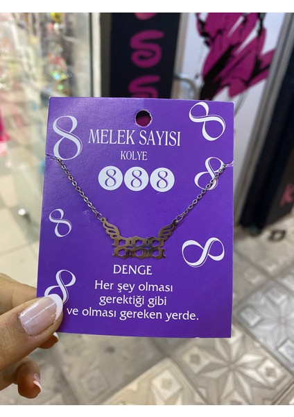 Ponçik Accessories 888 - Kanatlı Melek Sayısı Kolye (Denge)