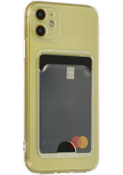 iPhone 11 Kılıf Kart Şeffaf Silikon - Şeffaf