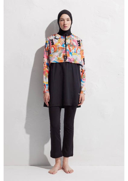 Abstract Paraşüt Kumaş 3'Lü Tesettür Mayo Standart