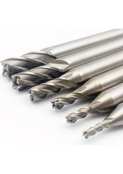 Cnc Karbür End Mill Hss Karbür 2mm-6mm Çap Freze Kesici 6 Adet