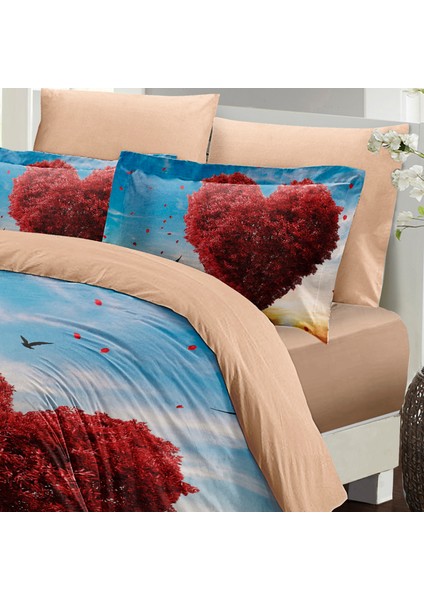 Sevgililer Günü Çift Kişilik Nevresim TAKIMI%100 Pamuk Saten Love Tree modelleri