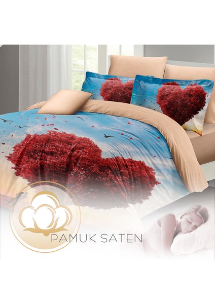 Sevgililer Günü Çift Kişilik Nevresim TAKIMI%100 Pamuk Saten Love Tree fırsatları