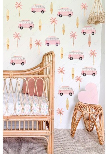 Soft Pembe Renklerde Çocuk Bebek Odası Sticker Seti - Pembe Rüya Sticker Seti