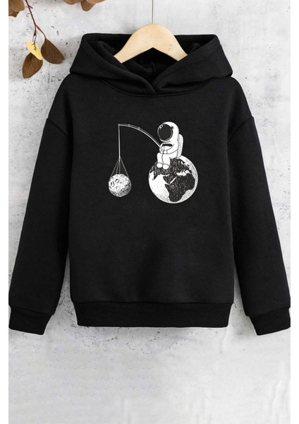 Çocuk Uzay Temalı Baskılı Sweatshirt