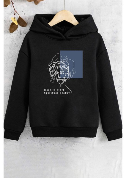 Çocuk Minimal Line Drawing Baskılı Sweatshirt