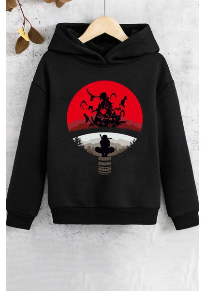 Çocuk Itachi Uchiha Baskılı Sweatshirt