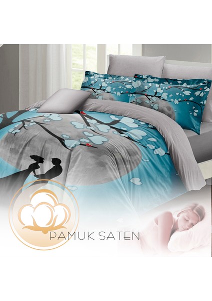 Sevgililer Günü Çift Kişilik Nevresim TAKIMI%100 Pamuk Saten Blue Dream fırsatları