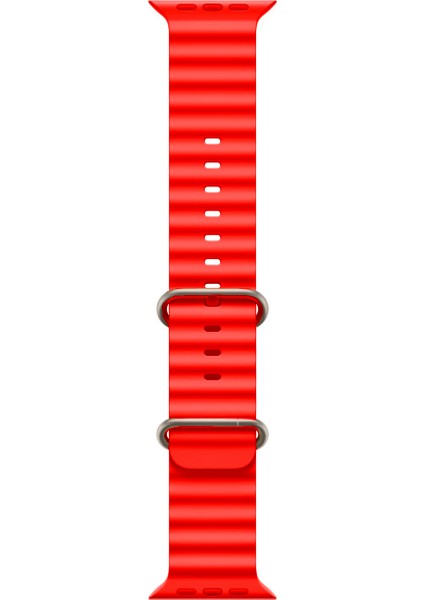 42-49MM Yeni Nesil Apple Uyumlu Akıllı Saat Kordonu Silikon Kırmızı