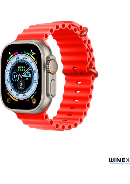 42-49MM Yeni Nesil Apple Uyumlu Akıllı Saat Kordonu Silikon Kırmızı modelleri