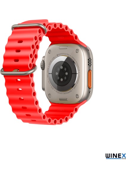 42-49MM Yeni Nesil Apple Uyumlu Akıllı Saat Kordonu Silikon Kırmızı fırsatları