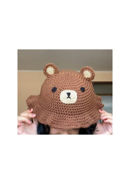 Sevimli Kahverengi Ayı Şapka, Teddy Bear, Bucket Crochet, El Örmesi,trend