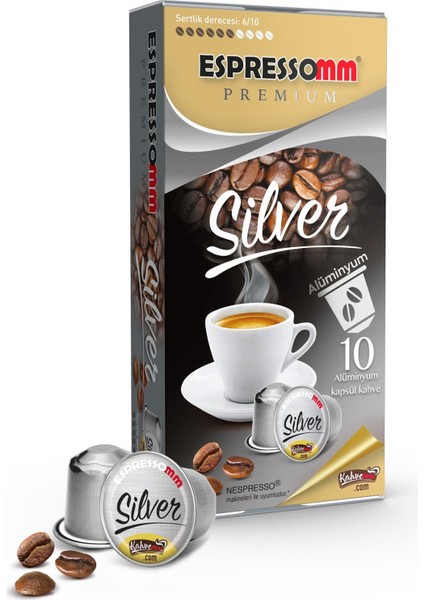 Premium Silver Alüminyum Kapsül Kahve 50'li Nespresso Uyumlu