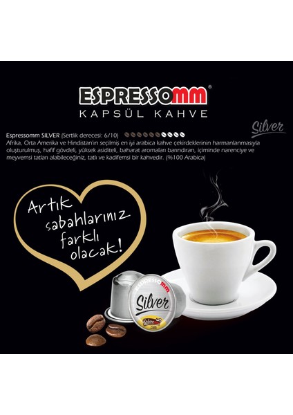 Premium Silver Alüminyum Kapsül Kahve 50'li Nespresso Uyumlu