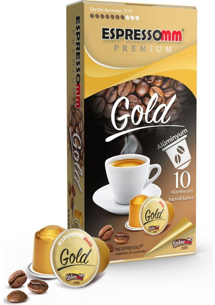 Premium Gold Alüminyum Kapsül Kahve Nespresso® Uyumlu 100 Adet fiyatları