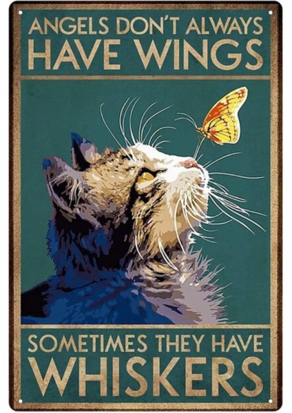 Ahşap Vintage Tablo " Angels Dont Always Have Wings" Mdf 25X35 cm