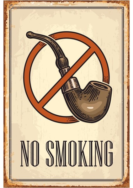 Ahşap Vintage Tablo " No Smoking " Ahşap Mdf 25X35CM