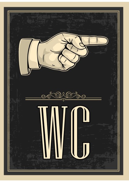 Ahşap Vintage Tablo " Wc Sağ Ok" Ahşap Mdf 25X35CM