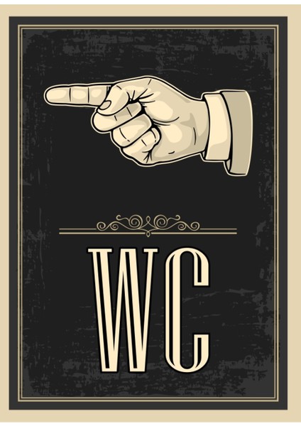 Ahşap Vintage Tablo " Wc Sol Ok" Ahşap Mdf 25X35CM
