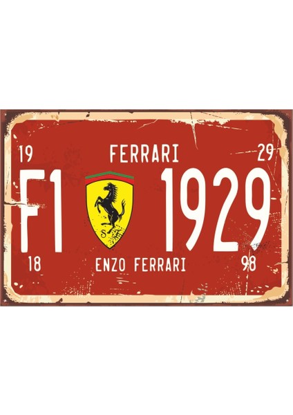 Ahşap Vintage Tablo " Enzo Ferrari F1" Ahşap Poster 25X35CM
