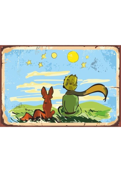 Ahşap Vintage Tablo " Küçük Prens" Ahşap Mdf 25X35CM