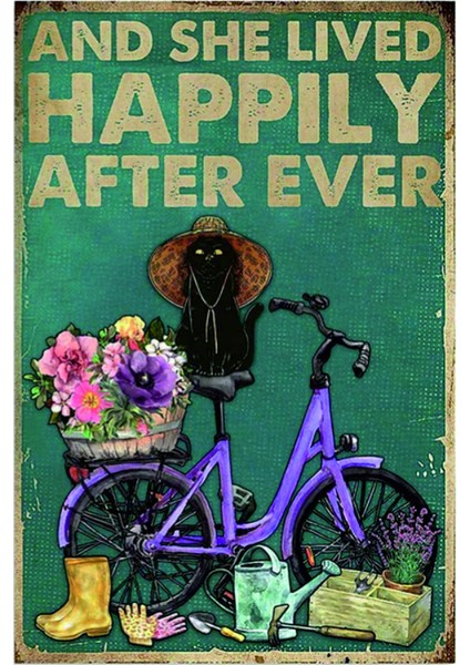 Ahşap Vintage Tablo " And She Lived Happily After Ever" Ahşap Mdf 25X35CM