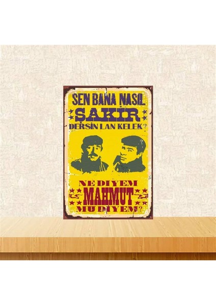 Ahşap Vintage Tablo " Çiçek Abbas" Ahşap Mdf 25X35CM