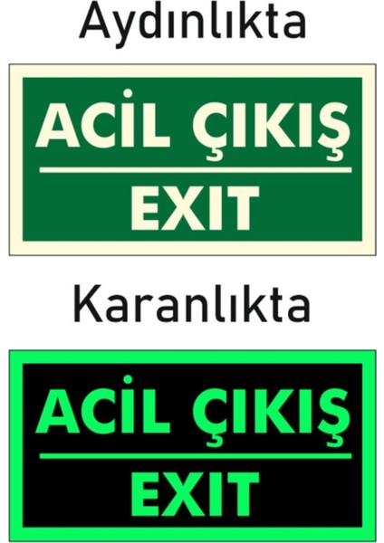 Fotolümen Fosforlu Acil Çıkış/exıt Yön Levhası