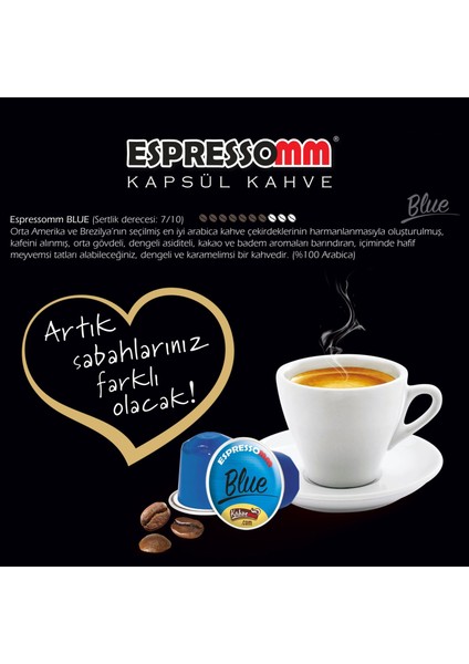 Premium Blue Alüminyum Kapsül Kahve-Kafeinsiz Nespresso® Uyumlu 100 Adet
