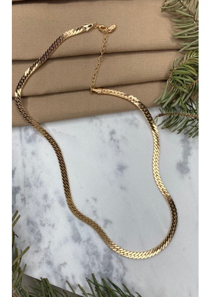 Yassı Gold Mikron Altın Kaplama Çelik Kolye fiyatları
